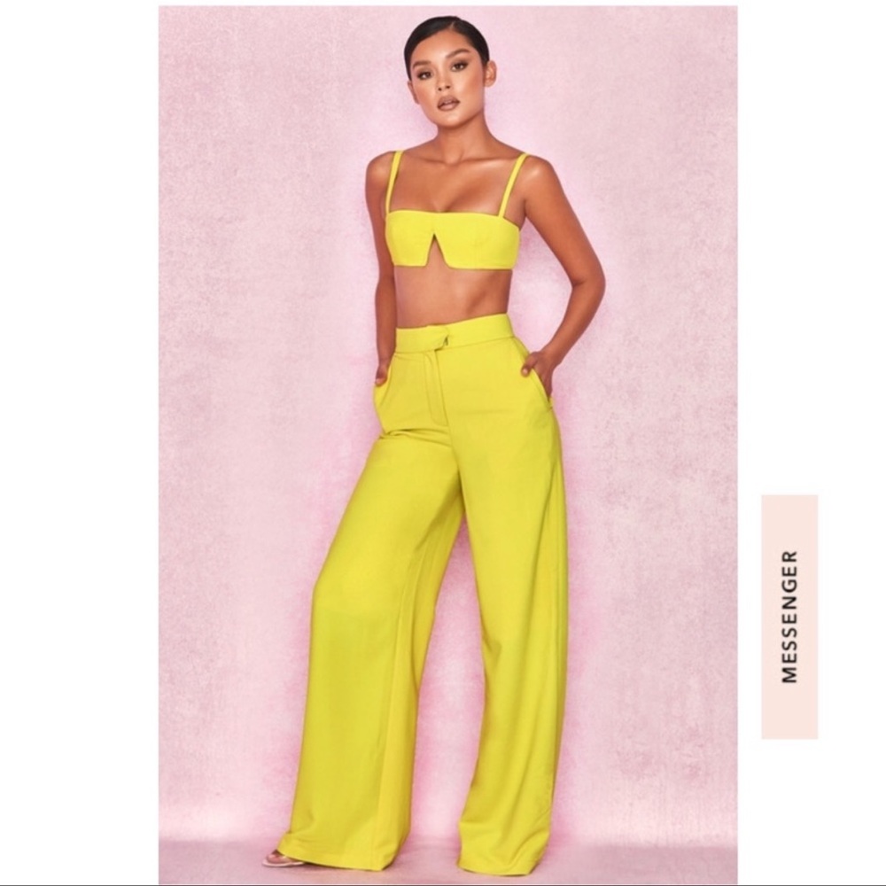 🌟 House of CB 🌟 Maite yellow crepe wide leg trousers & top - Picture 4 of 8